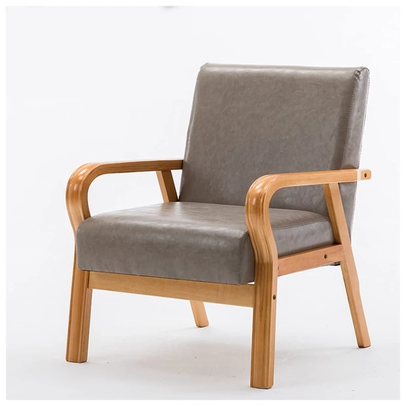 Mid century Leather Lounge Chair with Arms for Bedroom, Living Room, and Dorms Retro Upholstered Comfy Reading Chair with Backrest for Adults (Style1)