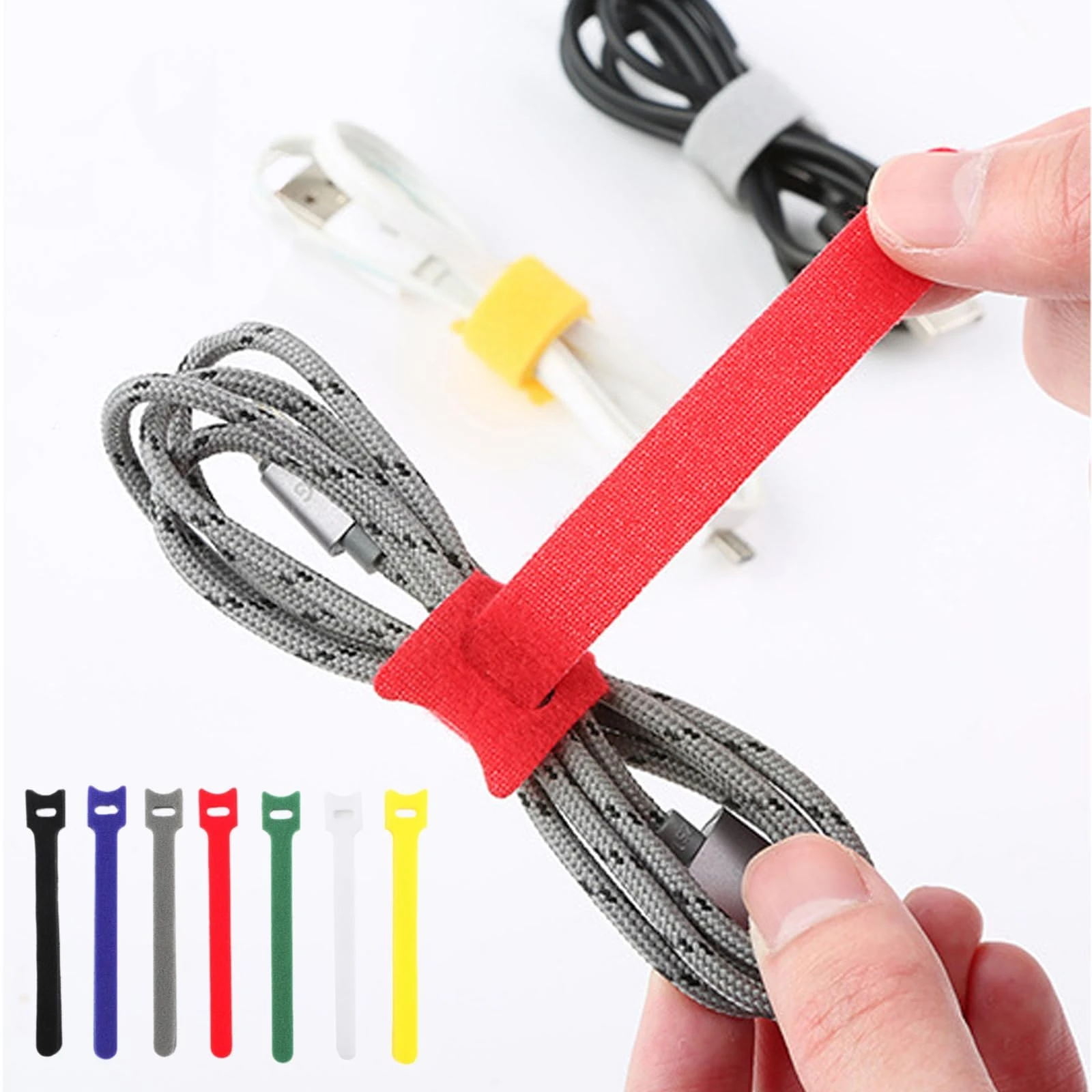 50 PCS Fastening Cable Ties Straps Reusable Cord Organizer Keeper Holder for Earbud Headphones Phones Electronics Electrical Computer PC Wire wrap Management (12x250mm)