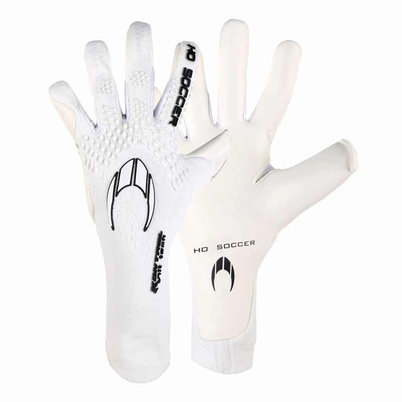 HO Soccer Premier Knit Tech Club Whiteout Goalkeeper Gloves, Unisex Child, White/Black 5