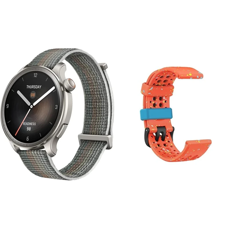 Amazfit Balance 46mm Smart Watch + Amazfit balance Upcycled Silicone Straps Solaris Orange