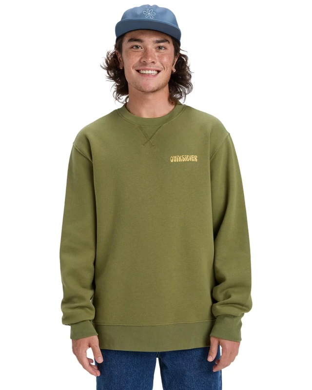 Quiksilver Fleece sweater SALT WATER GRAPHIC CREW Men's Green XL
