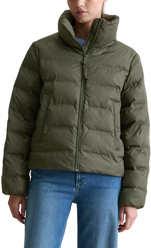 Marc OߴPolo Denim Women's Water Repellent Down Jacket with Stand Collar, Green (Pineneedle), S