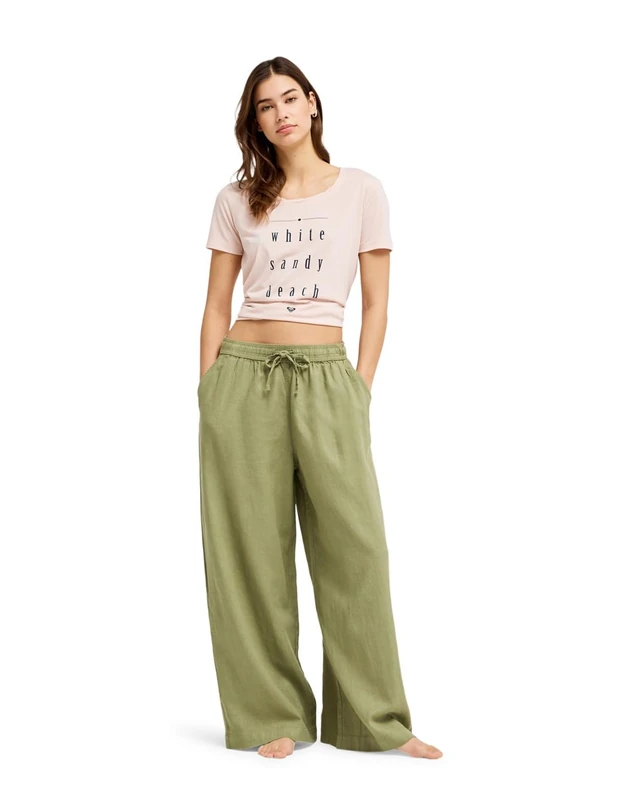 Roxy Elasticated Waist Trousers LEKEITIO Break MID Pant Women's Green XS