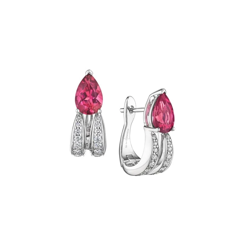 Hueb,18k Amazonia (cocar) White Gold Earring With 0.52 Cts Vs-Gh Diamonds And Tourmaline,ONE SIZE