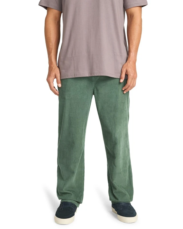 Billabong Elastic Waist Pants Larry Cord Pant Men's Green S