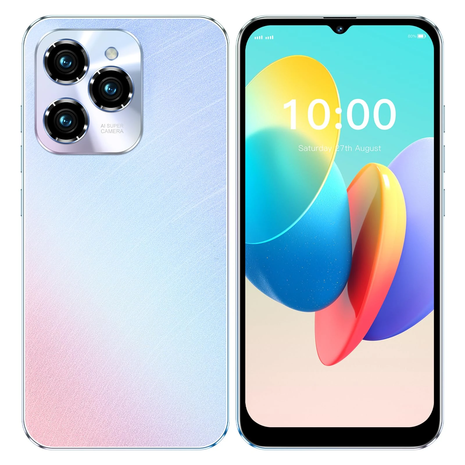 CatCalls Cheap Smartphone, Hot40Pro Android 12 Mobile Phone, 32GB ROM/256GB TF, 6.3" HD+ Waterdrop Screen, 4500mAh, Dual Camera, 4G Dual SIM Free Unlocked Phone (HOT40Pro-Light Blue)