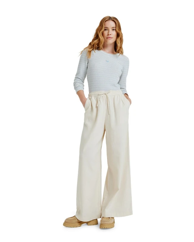 Roxy Elasticated Waist Trousers LEKEITIO Break MID Pant Women's Beige M