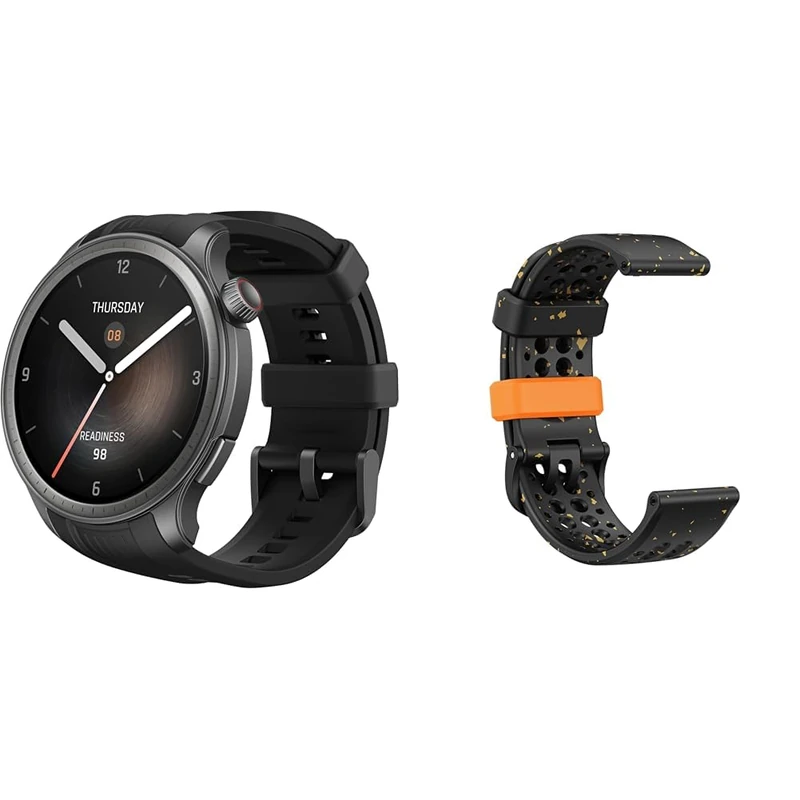 Amazfit Balance 46mm Smart Watch + Amazfit balance Upcycled Silicone Straps Solaris Black
