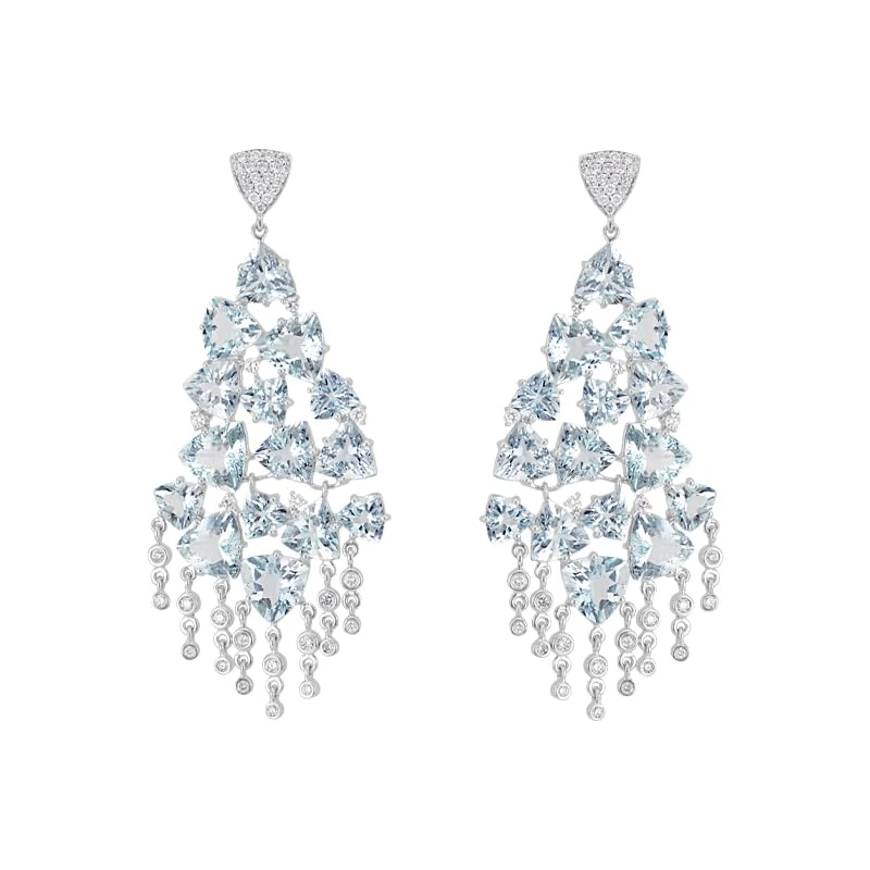 Hueb 18k Gold Earring with 0.59ct VS G-H Diamonds & Aquamarine