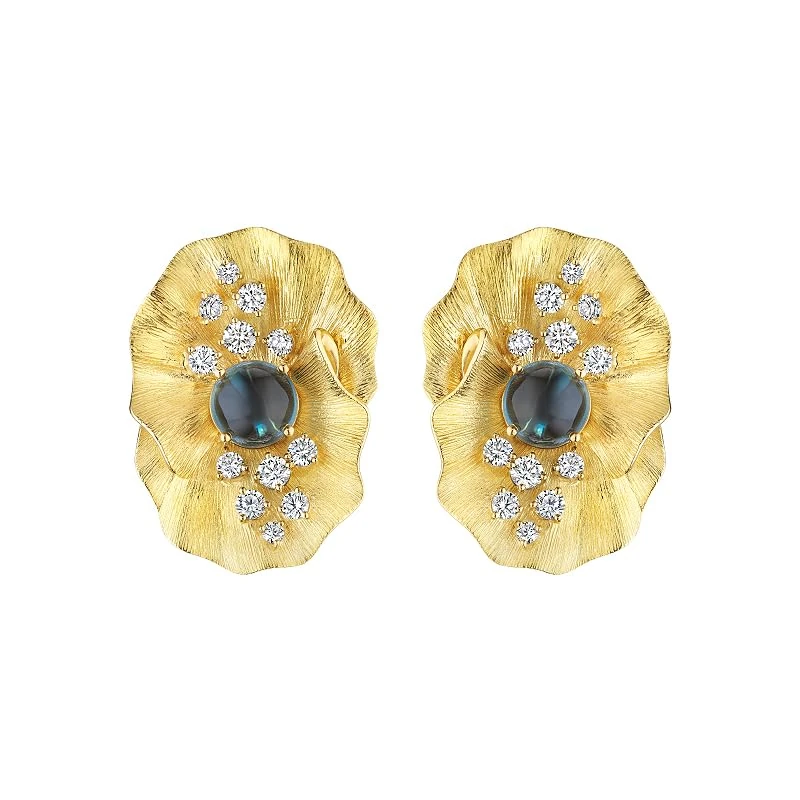 Hueb,18k Bahia Yellow Gold Earring With 1.72 Cts Vs-Gh Diamonds And Topaz,ONE SIZE