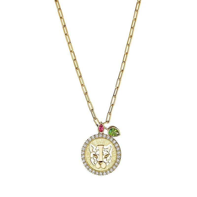 Hueb,18k Onsa Yellow Gold Necklace With 1.09 Cts Vs-Gh Diamonds And Tourmaline,18"