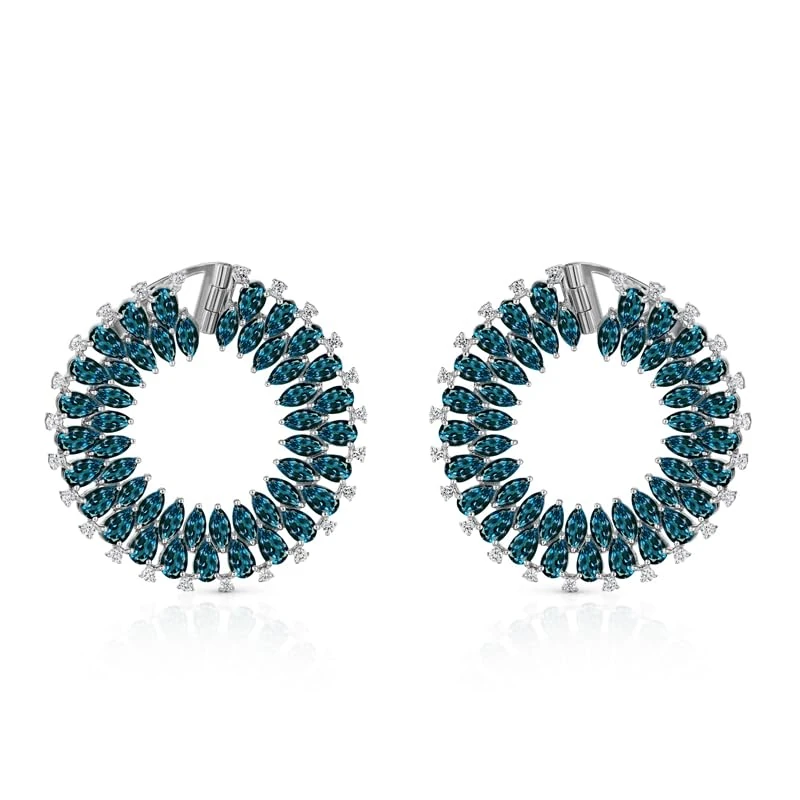 Hueb,18k Mirage White Gold Earring With 0.59 Cts Vs-Gh Diamonds And Topaz,ONE SIZE