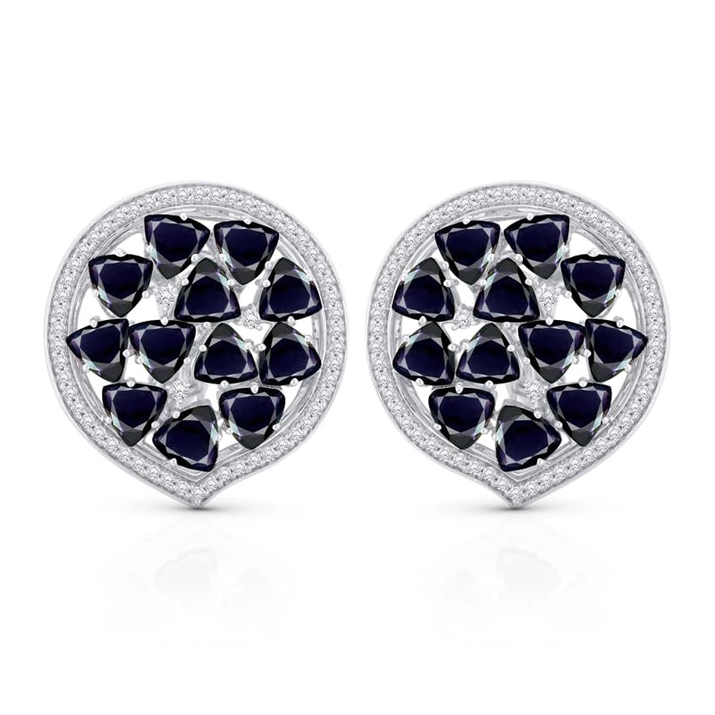 Hueb,18k Mirage White Gold Earring With 0.72 Cts Vs-Gh Diamonds And Iolite,ONE SIZE