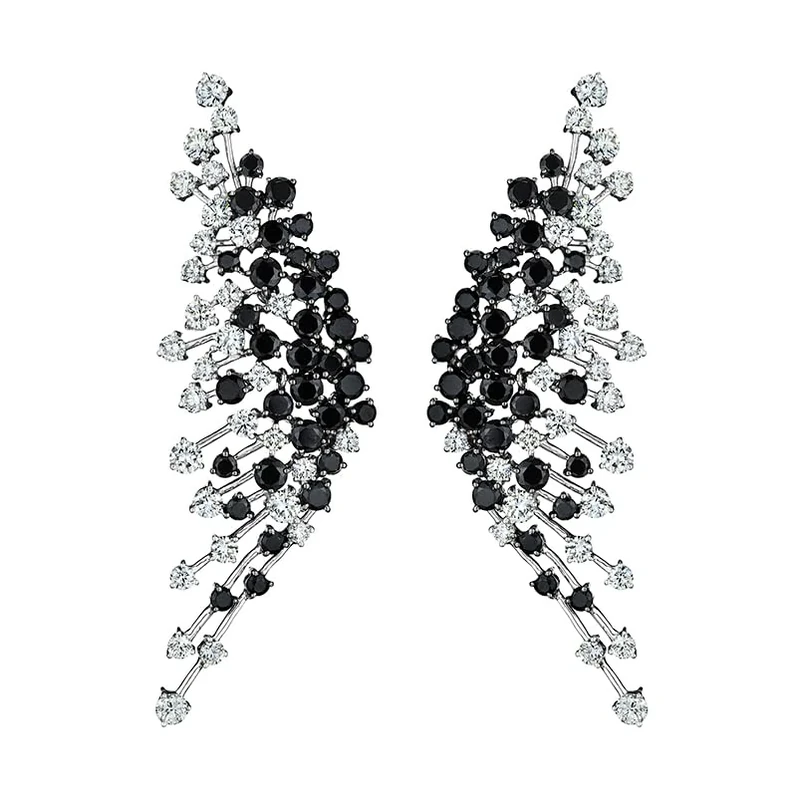 Hueb,18k Luminus White Gold Earring With 2.60 Cts Vs-Gh Diamonds And Spinel,ONE SIZE
