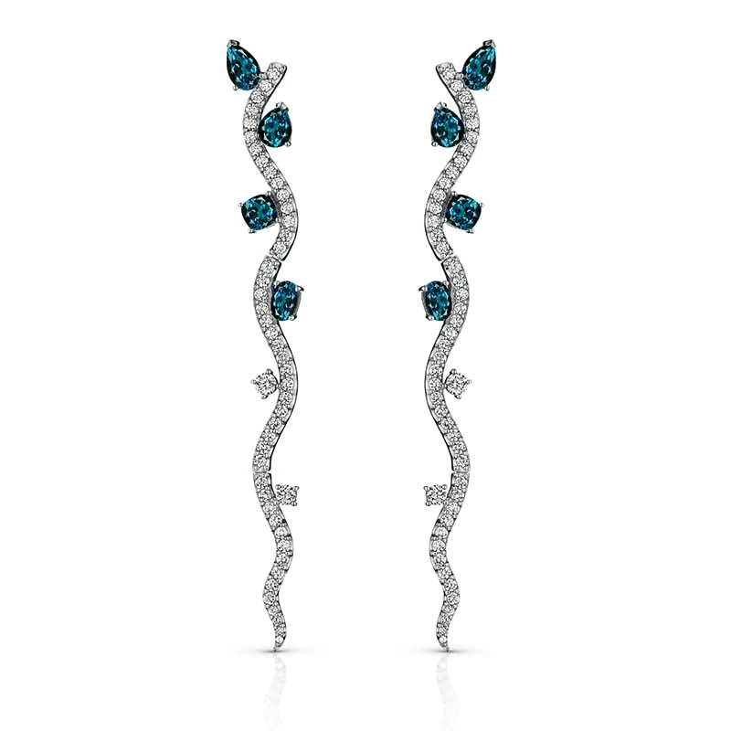 Hueb,18k Mirage White Gold Earring With 1.20 Cts Vs-Gh Diamonds And Topaz,ONE SIZE