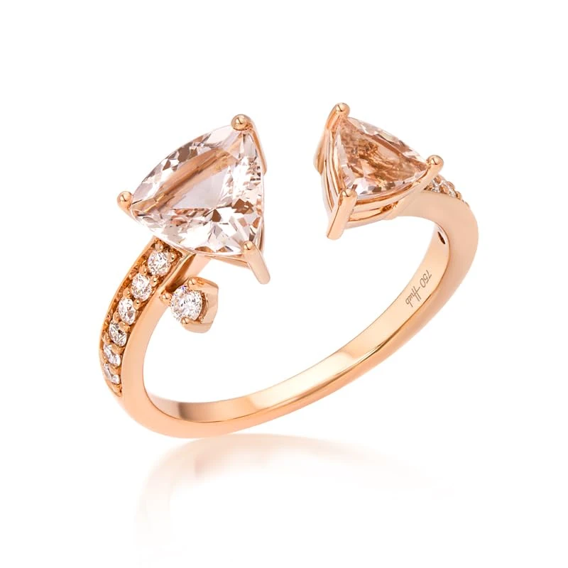 Hueb 18k Mirage Pink Gold Morganite and Diamond Ring - Size 7 - Image 1