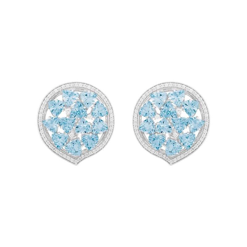 Hueb,18k Mirage White Gold Earring With 0.76 Cts Vs-Gh Diamonds And Aquamarine,ONE SIZE