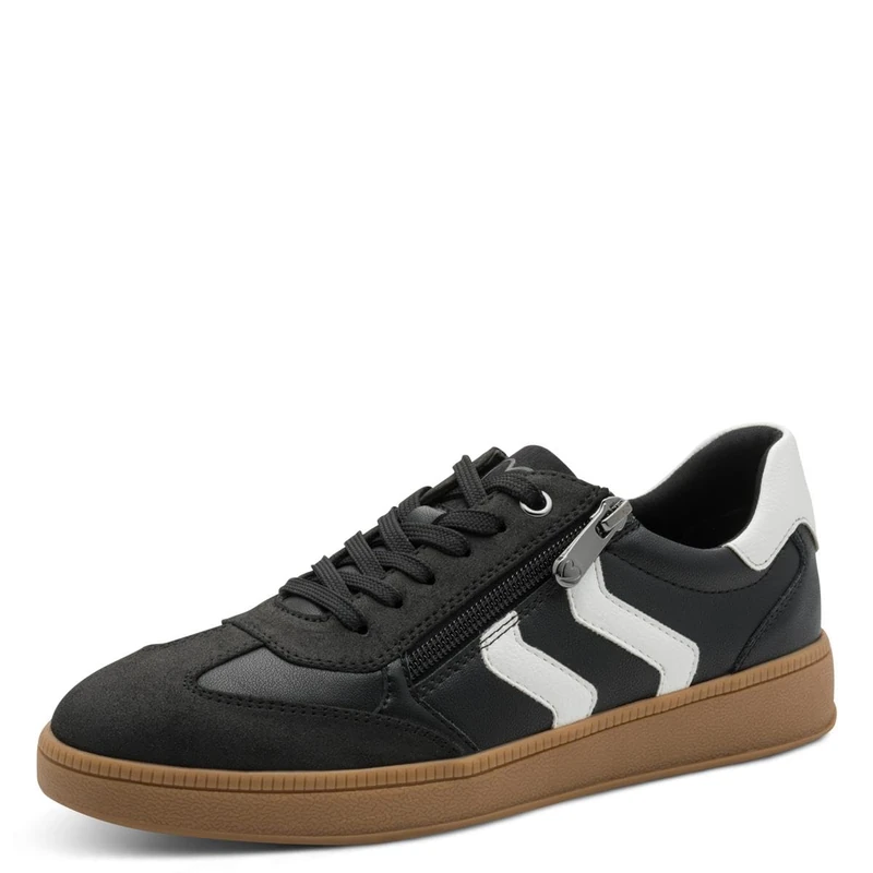 MARCO TOZZI 2-23739-44 Women's Slip-On Trainers in Retro Look with Zip, Black White, 8.5 UK