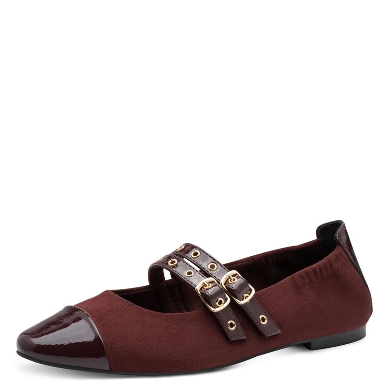MARCO TOZZI Women's Ballerinas 2-22107-45 Ballet Flat, Burgundy Comb, 6.5 UK
