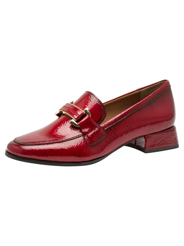 MARCO TOZZI Women's Elegant Loafers with Wide Heel, Dark red, 6 UK