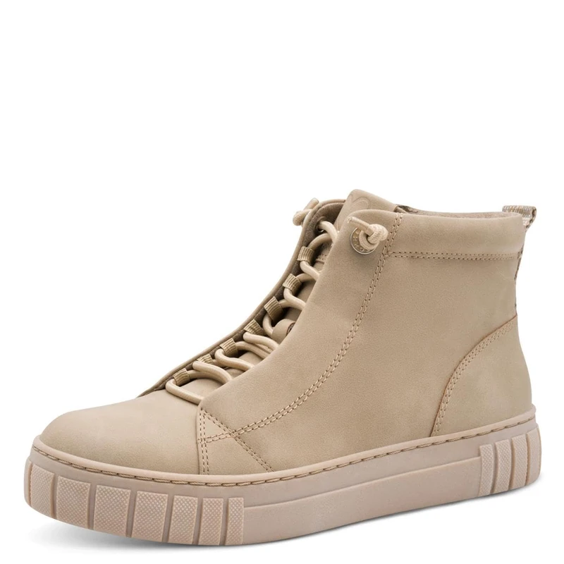 MARCO TOZZI Women Lace Up Ankle Boots No Heel Zip Up Ankle Boots, Taupe, 5 UK