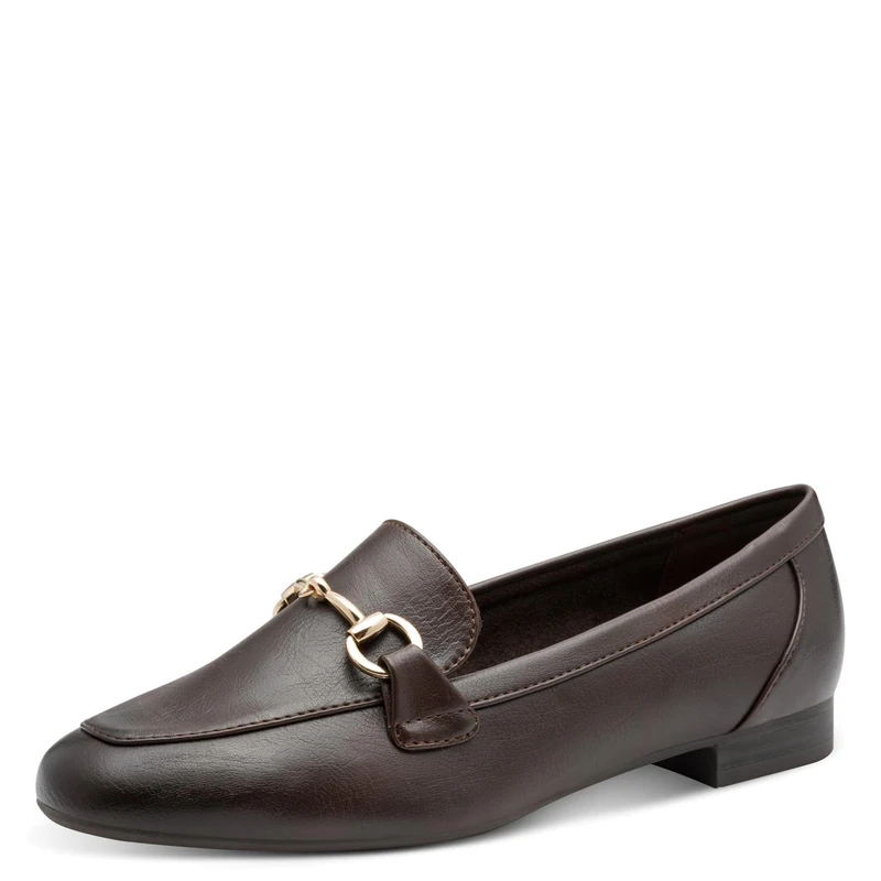 MARCO TOZZI Women's Vegan Loafers with Buckle, Coffee, 5 UK