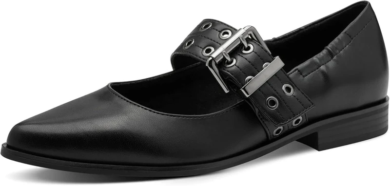 MARCO TOZZI Women's 2-22128-45 Ballet Flats, Black, 40 EU, Black, 8 UK