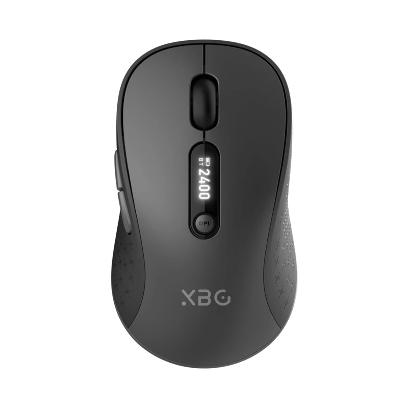 XBG B15pro Wireless Bluetooth Mouse, Bluetooth 5.0/4.0 & 2.4G Tri-Mode, Type-C Rechargeable with LED Screen Display, Ergonomic Silent Click for Laptop/PC/Tablet, Multi-Device & Office Use