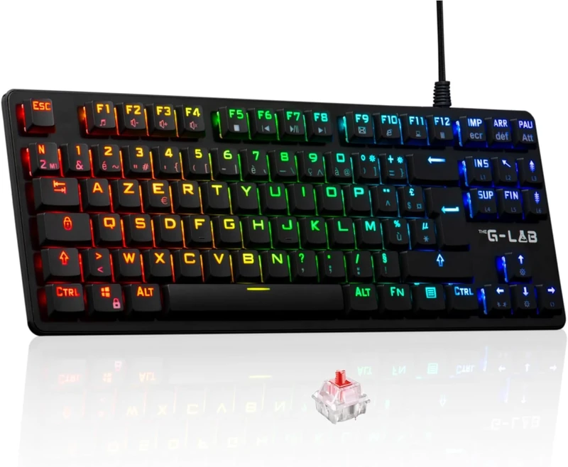 THE G-LAB Keyz Platinum TKL - Red Switch AZERTY Keyboard