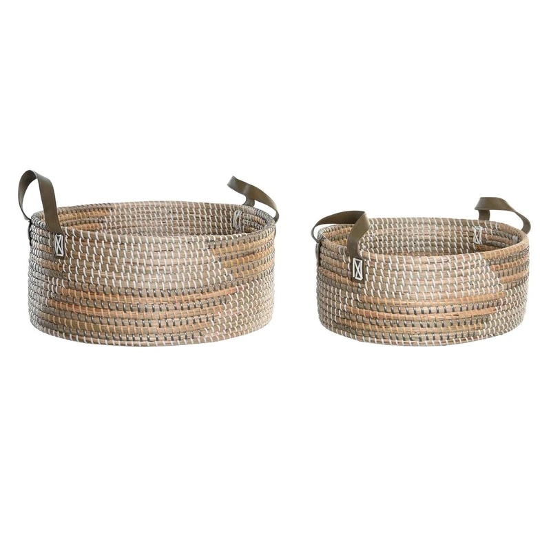 Basket Set of 2 Secrass PU 45X34X27 8 Natural - Image 1