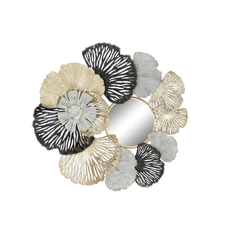 ESPEJO Metal Crystal 74X6X75 HOJAS Dorado