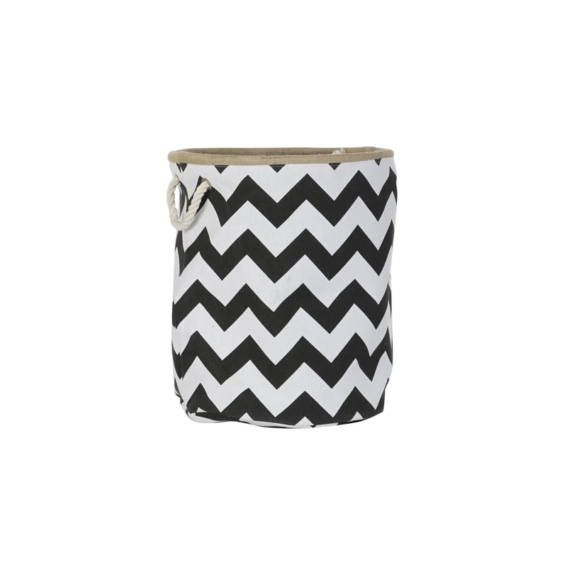 Yute Polyester Basket 38 x 38 x 45 cm Zig Zag White - Image 1
