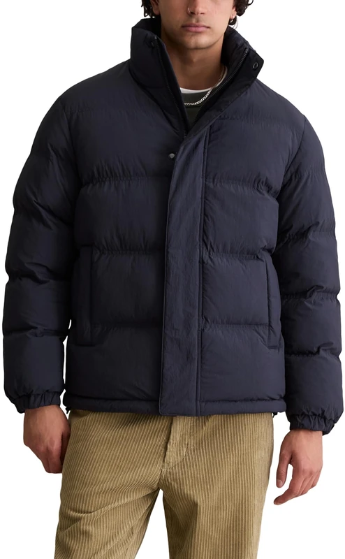 Marc OߴPolo Denim Men's Water Repellent Quilted Jacket with Stand Collar, Blue (Blue Depths), S