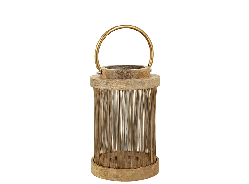 Farol Madera/Metal Dorado