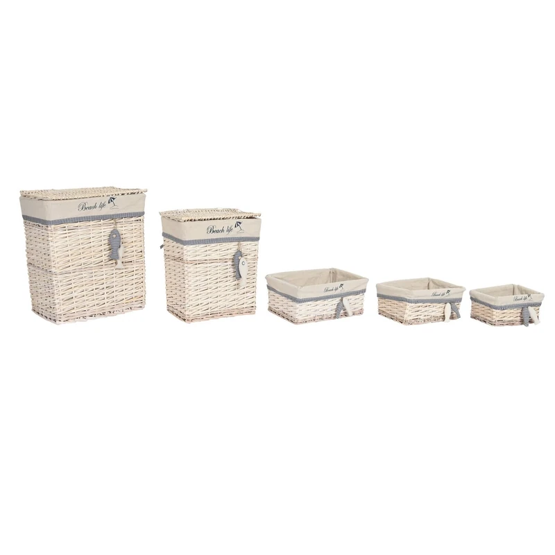 AlexandreHouse Basket Set of 5 Polyester Algodon 47 x 35 x 56 cm Beige Peces