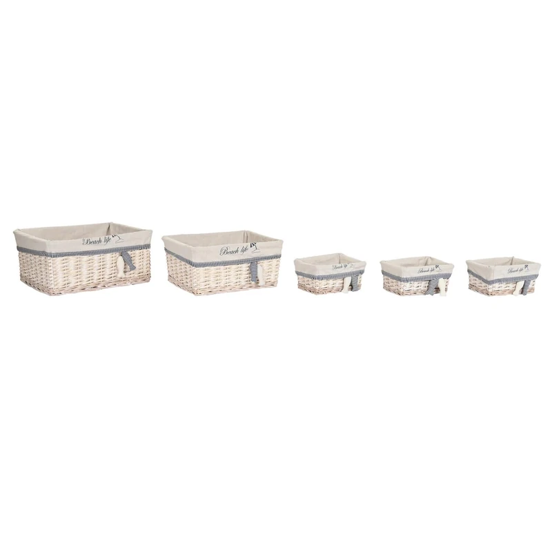AlexandreHouse Basket Set of 5 Polyester Algodon 48 x 38 x 13 cm Beige Peces - Image 1
