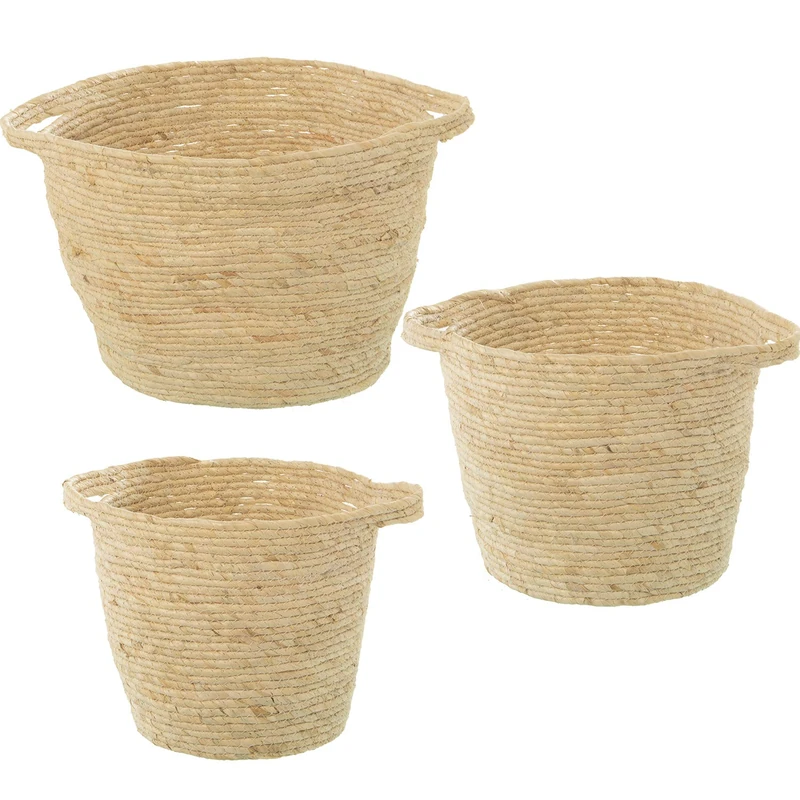 Set of 3 Baskets HOJAS DE MAIZ Natural_°38X30CM °33X28CM °28X26CM