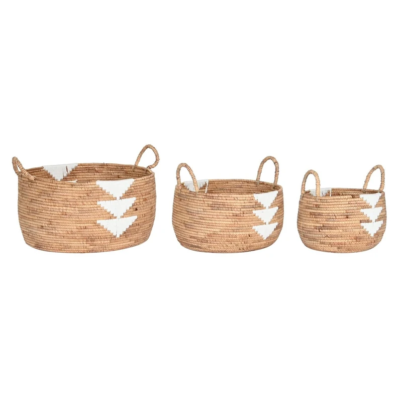 AlexandreHouse Basket Set of 3 Seagrass Cuerda 55 x 55 x 40 cm Natural