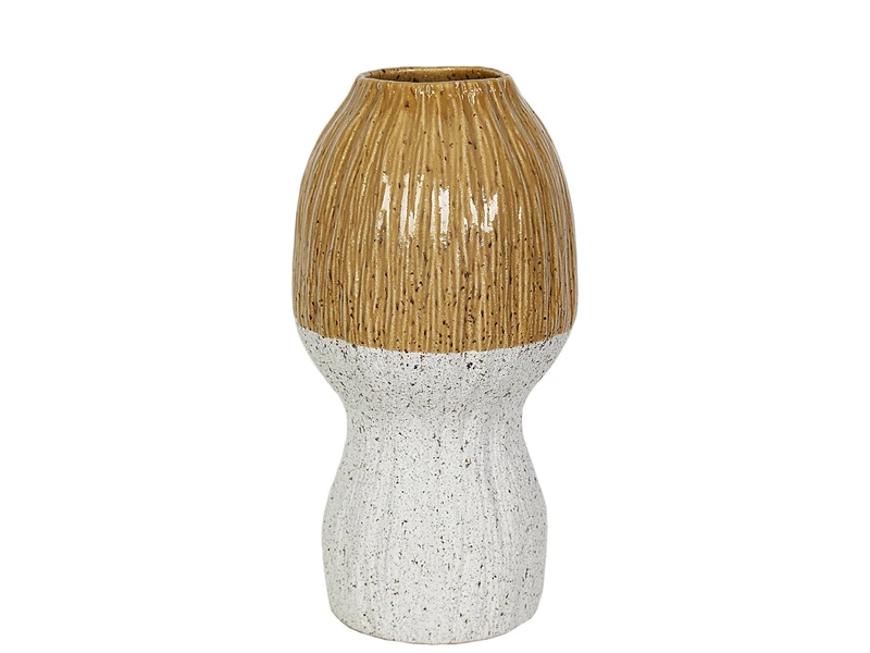 FLORERO CERAMIC MOSTAZA/BLANCO