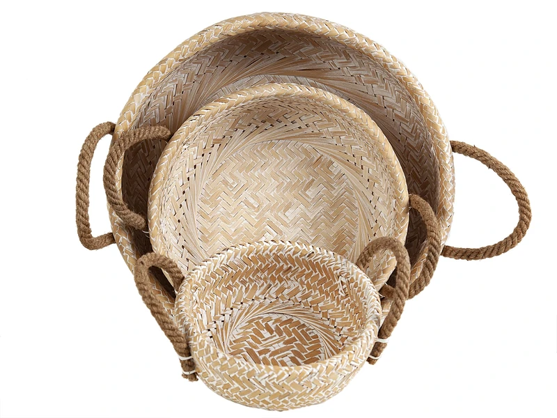Set of 3 Baskets with asas Bamboo