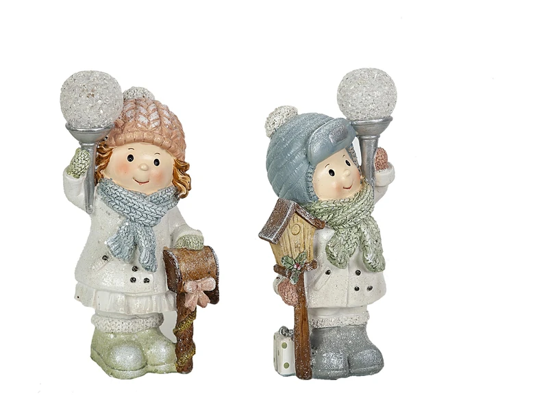 Set of 2 Pareja Figures with LED Resin Bola