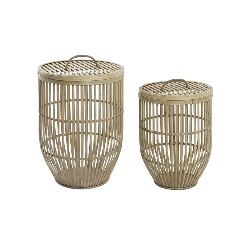 AlexandreHouse Basket Set of 2 Bamboo 40 x 40 x 61 cm with Natural Tapa