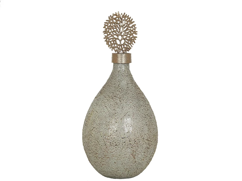 Bottle Vidrio Plateado Tapa Metal Dorado