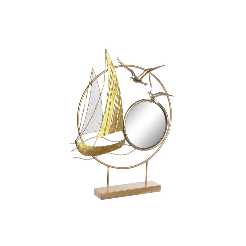 Decoracion Metal Espejo 53 x 9 x 67 cm Velero Dorado