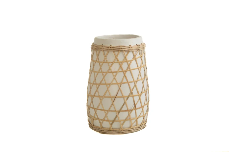 Florero Ceramic Enrejillado Rattan - Image 1