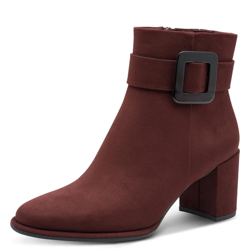 MARCO TOZZI Women's Vegan Ankle Boots with Heel with Zip, Bordeaux Comb, 8 UK