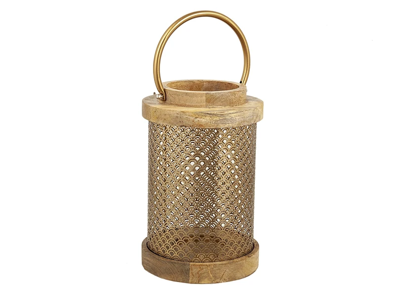 Farol Madera/Metal Dorado