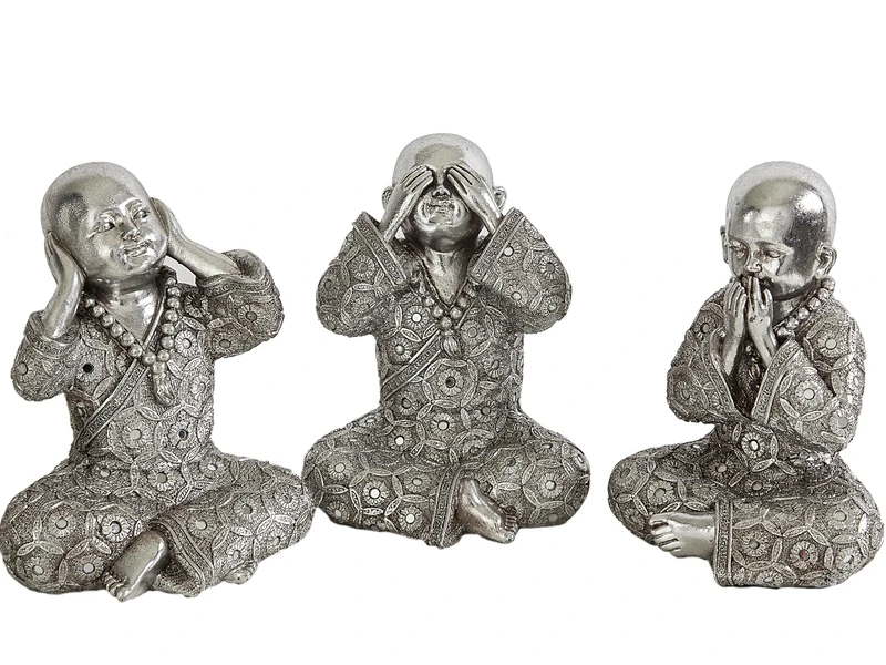 Set of 3 Sensidos Resin Plateado Monjes - Image 1