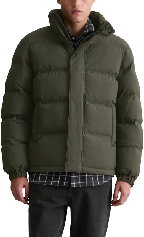 Marc OߴPolo Denim Men's Water Repellent Quilted Jacket with Stand Collar, Green (Pineneedle), M