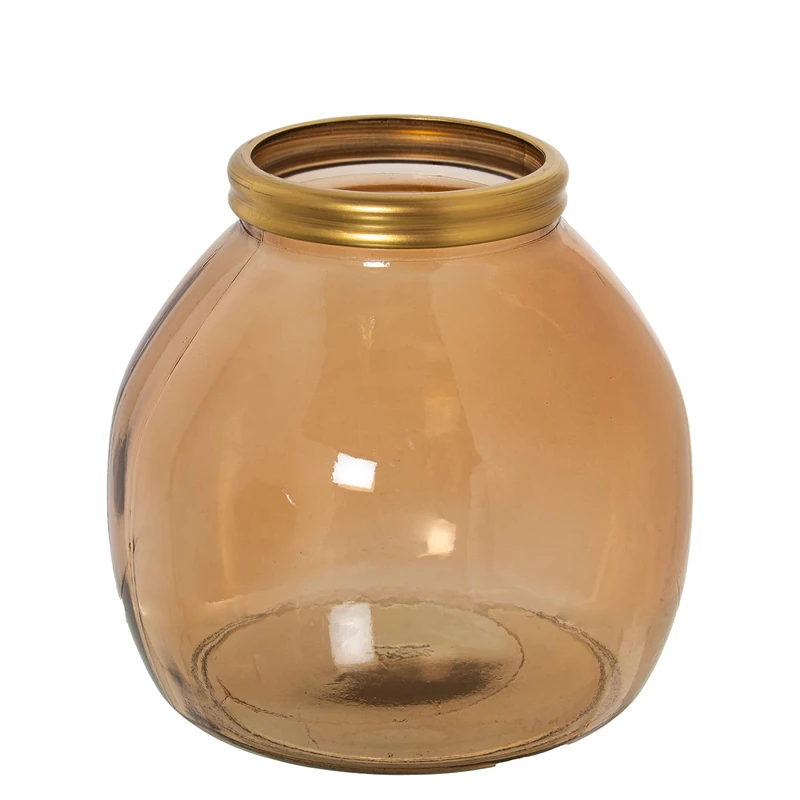 JARRÓN VIDRIO RECYCLADO 20 CM MARRÓN DORADO_° 21X20 CM BOCA:°10 CM - Image 1
